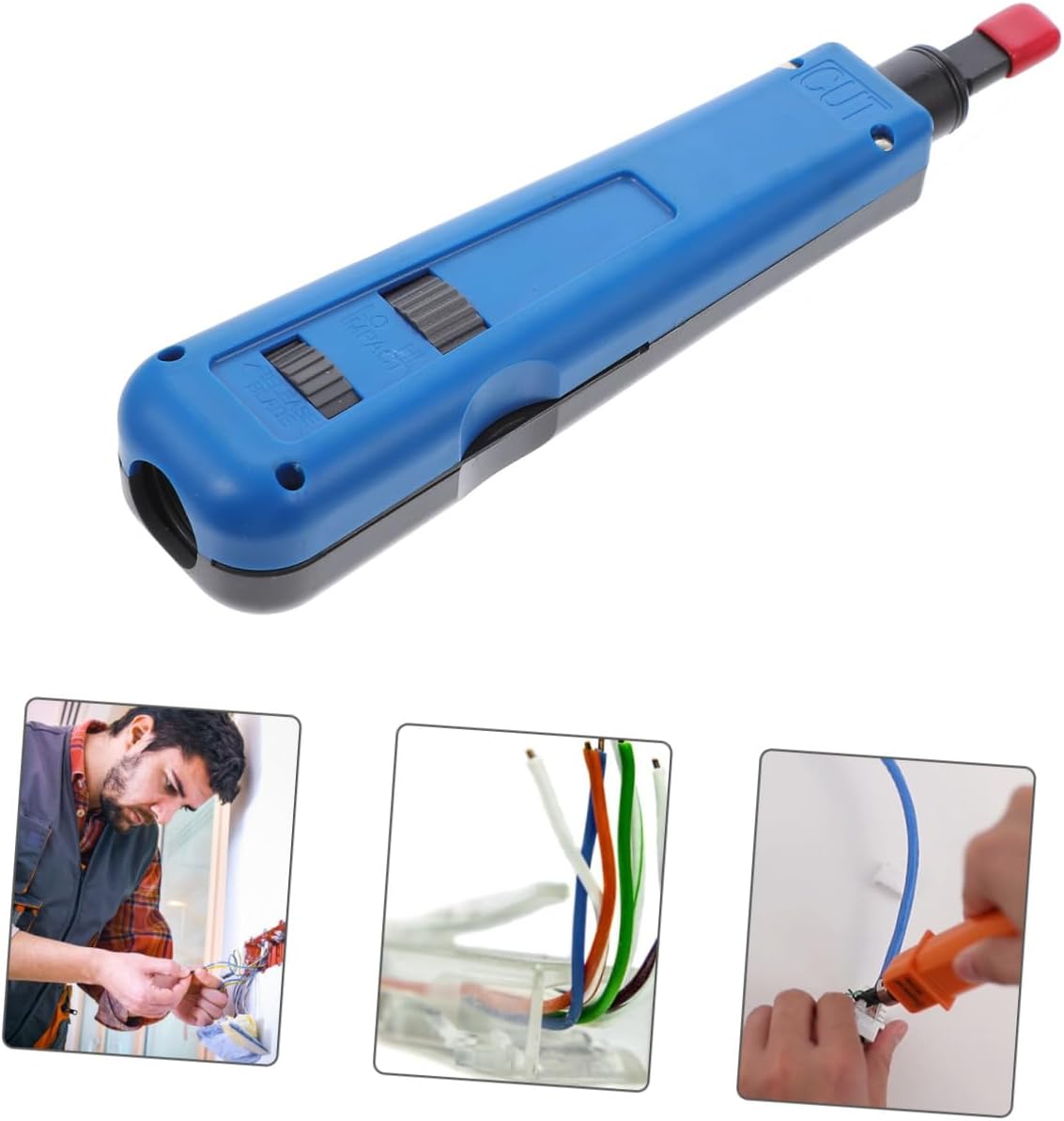 Holibanna HT-914B Multifunction Punch Down Tool for Network Modules Impact Tool Cable Punch Downs Includes Blades for Telephone and Cabling