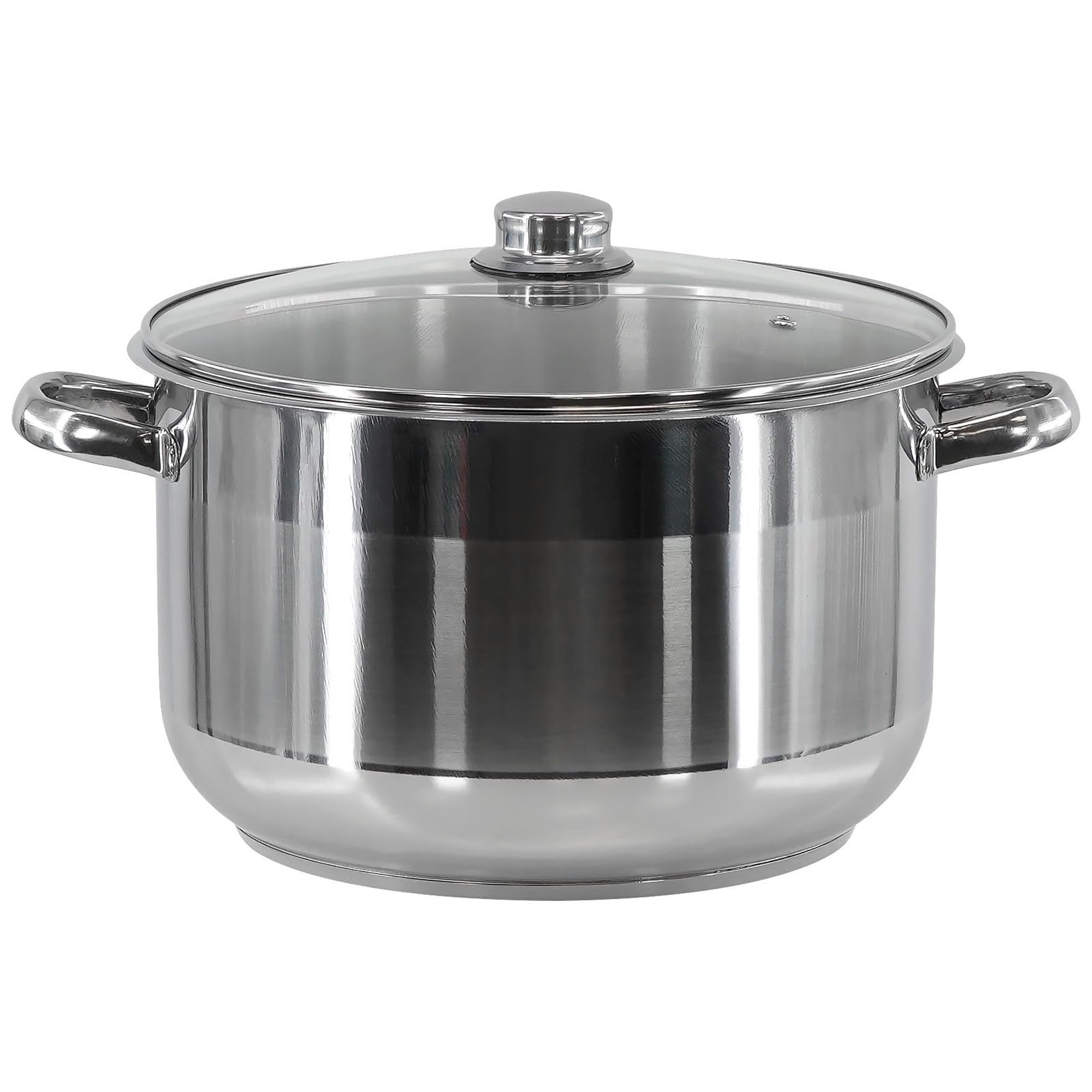 THEGA Grand Stock Pot avec Couvercle - Stockpot en Acier Inoxydable, Casserole en Acier Inoxydable Stockpot Base À Induction Grand Stock Pot Profond Couvercle en Verre(24 x 14 cm 6.5 LTR)