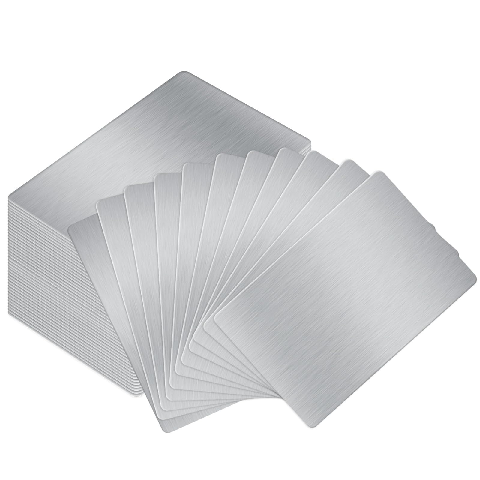 60 Pcs 304 Stainless Steel Metal Business Cards 0.5 mm Thick Silver DIY Personalized Cards Laser Engraving Stainless Card Sublimation Blank Metal Business Card for House Office Customer Gift Supplies