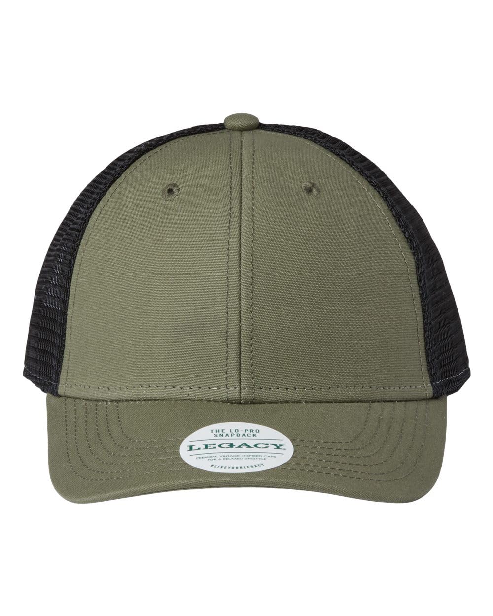 Legacy Lo-Pro Snapback Trucker Cap, Adjustable, Olive-Black