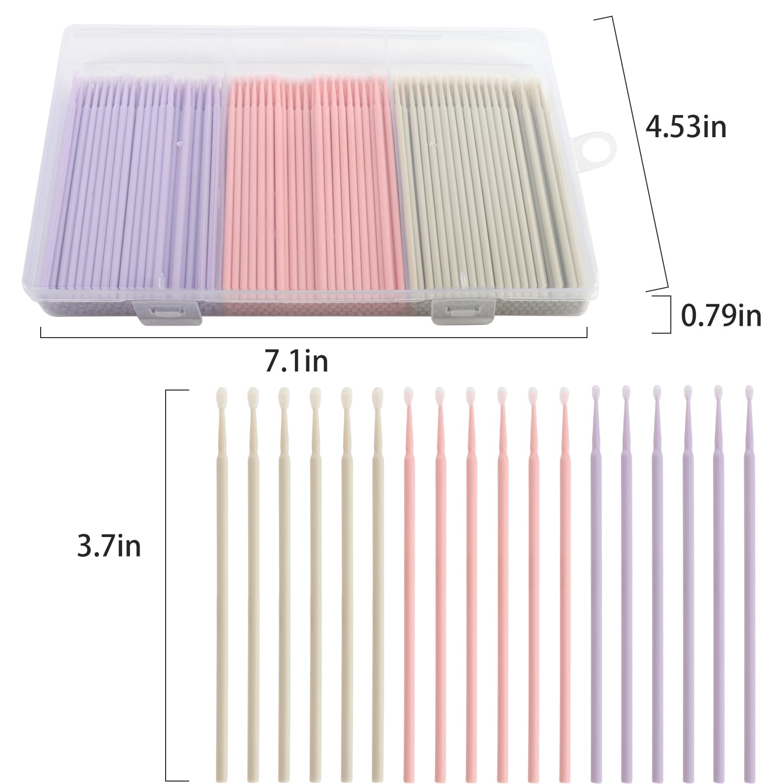300 pcs Disposable Micro cotton swabs, Micro Applicator Brush,Micro Swabs For Eyelash Extensions,Mascara Micro Brush with Organizer Box For Cleaning Makeup and Personal Care (mixed-3 color) 1