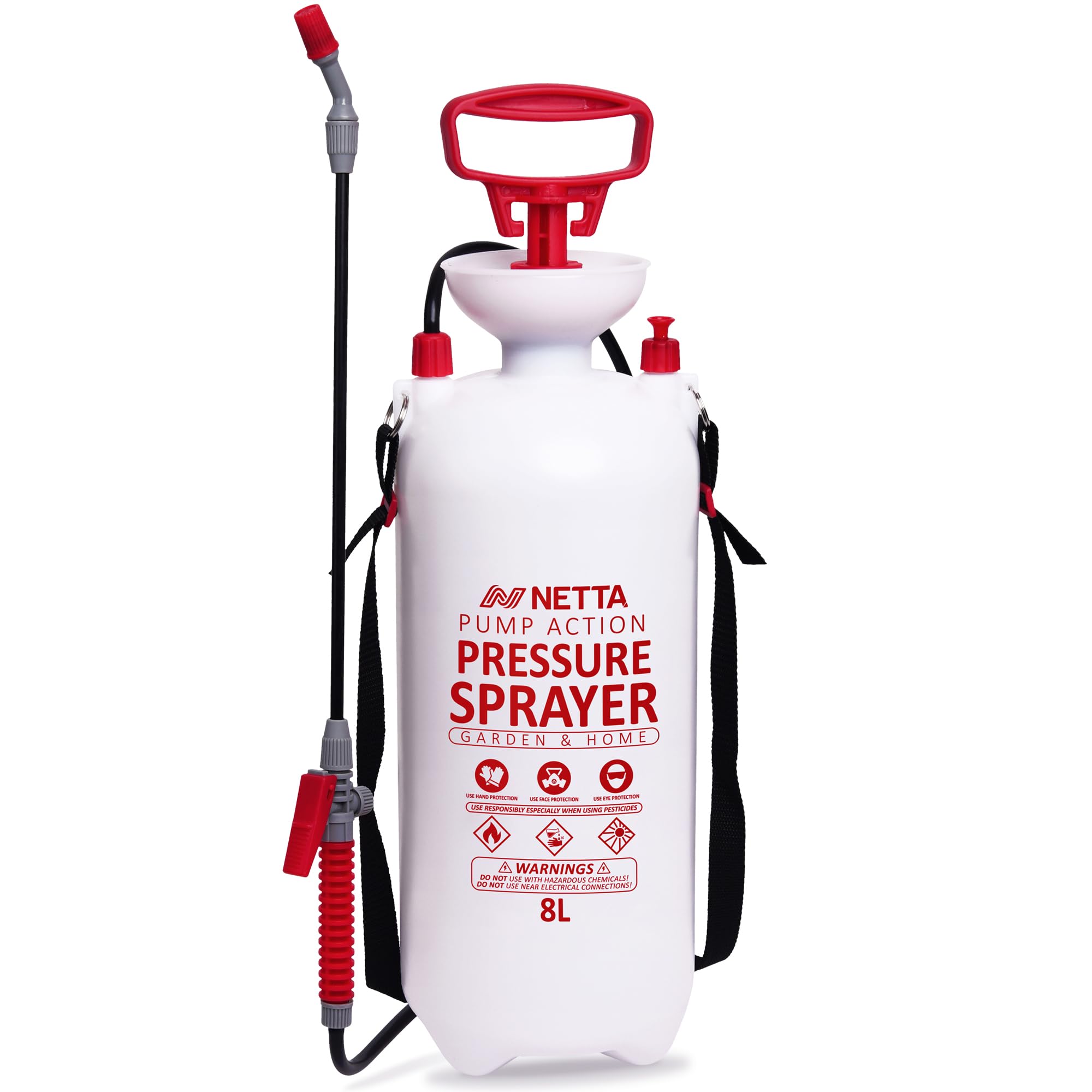 NETTA Garden Sprayer 8L - Weed Killer Sprayer Pump with Adjustable Mist Spray Bottle Nozzle - Pressure Pump Spray Bottle for Plants, Fertilizer, Pesticides, Fungicides, Patio & Car Cleaning