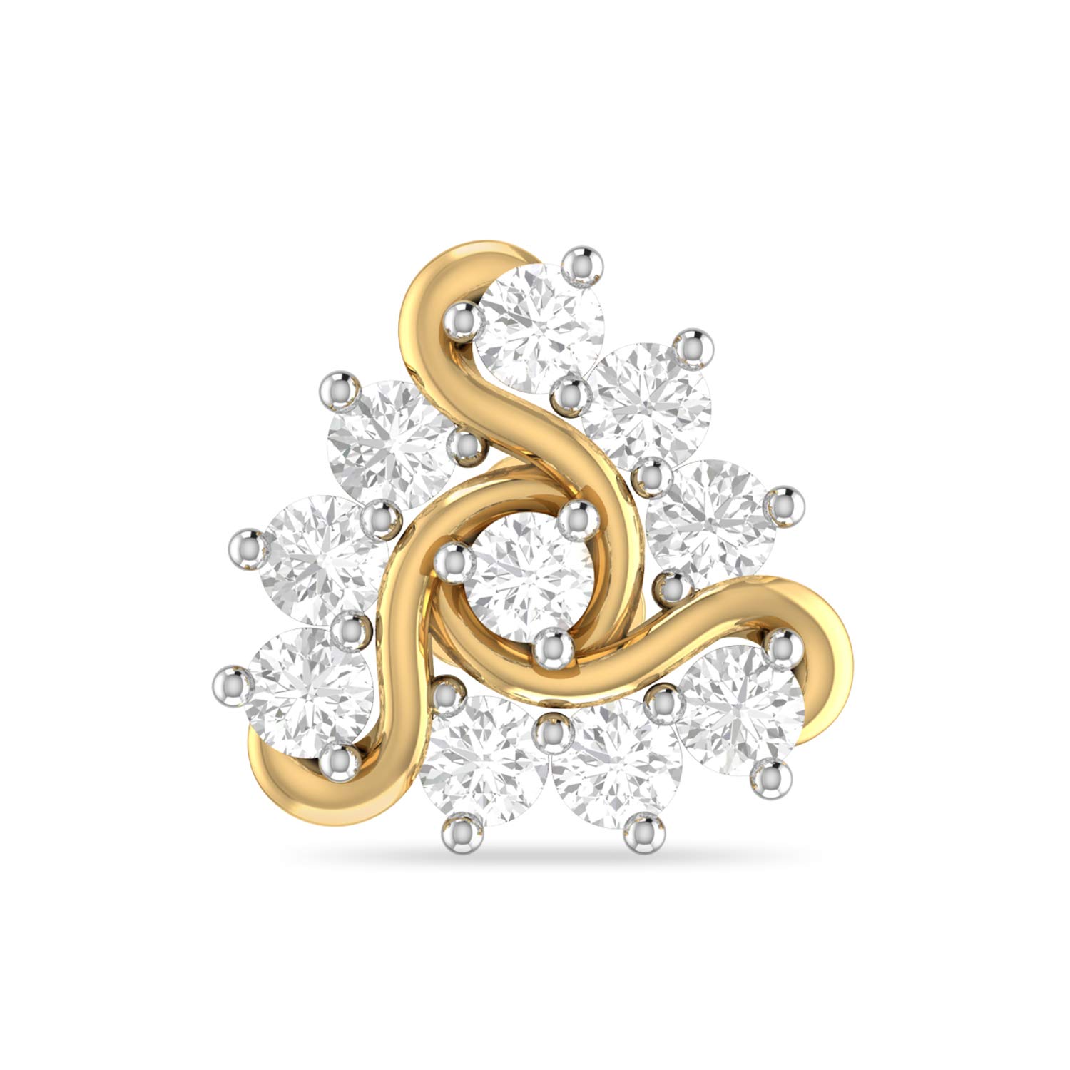 PC Jeweller The Nirina 18KT Yellow Gold and Diamond Nose Pin for Women-image-25