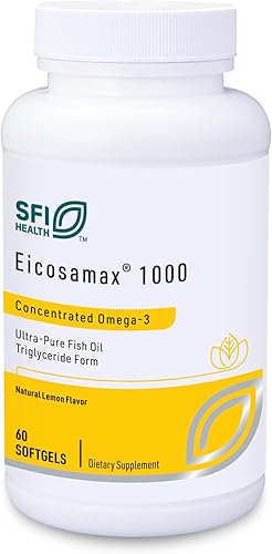 Klaire Labs SFI Health Eicosamax 1000 TG Aceite de pescado – 1000 mg de EPA/DHA por gel suave, pastillas de aceite de pescado omega-3 ultra puro, de