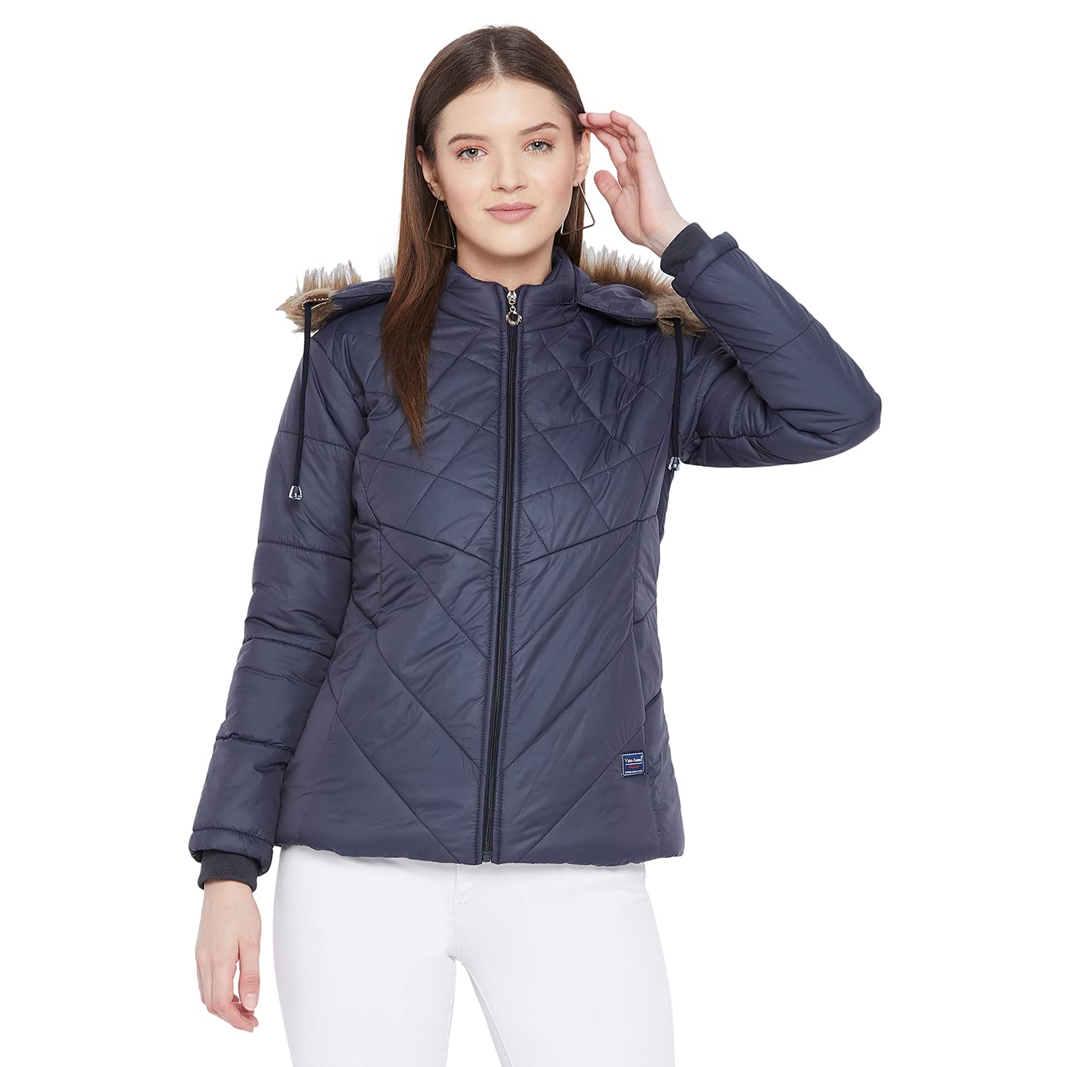Lee Women's Black winter wear full sleeve solid parka Jacket-2175A in black