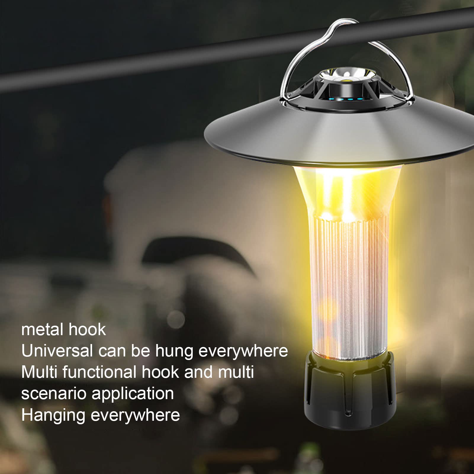 Lampe de poche LED de camping portable avec sortie USB et trépied pour randonnée en plein air et situations d'urgence