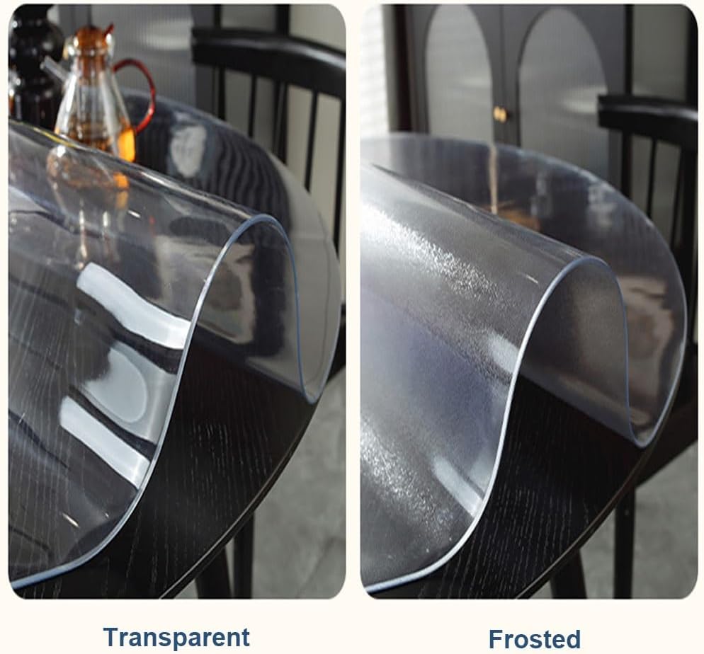 1.5 mm Thick Round Clear Table Protector Dining Table Protector Clear PVC Tablecloth Cover for Dresser, Writing Desk Wipeable(Transparent,38 Inch)