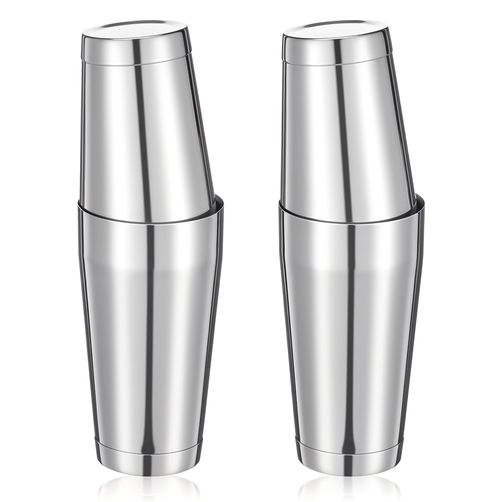 Juego de 4 cocteleras profesionales Boston de acero inoxidable, mezclador de bebidas Martini, herramienta básica, batido ponderado, juego de coctelera de metal (plateado)
