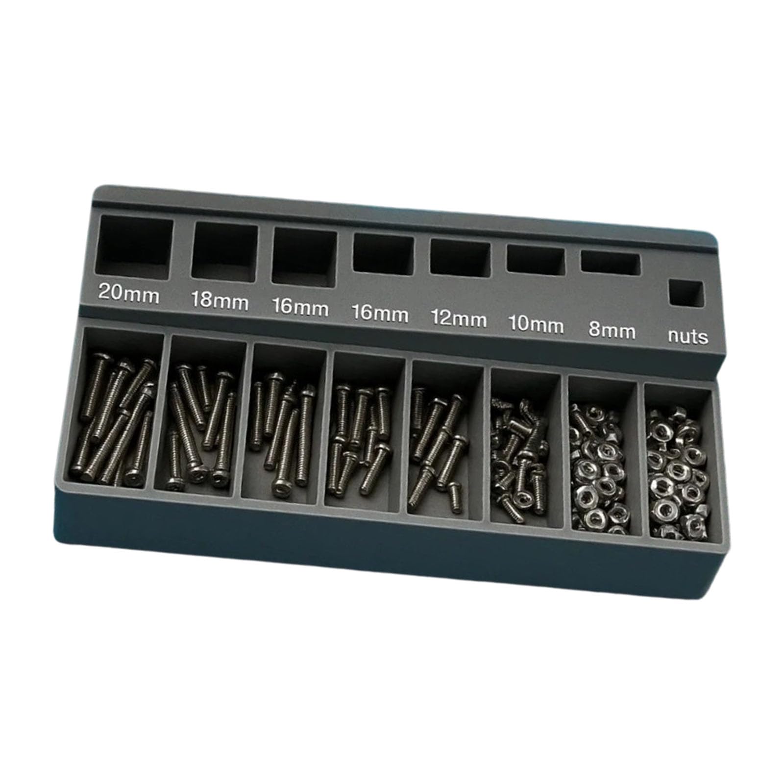 Hdoytxxm Gray White Letters Sturdy 3D Printed Screw Sorting Tray Enhancing Durability For Heavy Duty Applications In Repair And Assembly Home Sorter