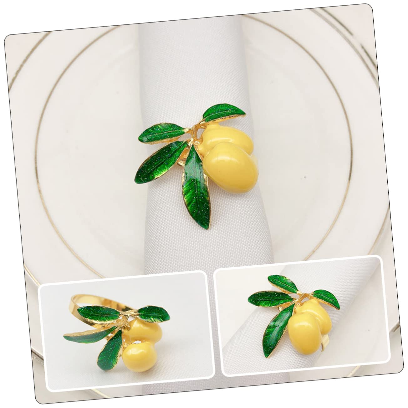 Cabilock 4 Set Portatovaglioli Al Decorazione Casa Home Decoration Festina Ospiti El Party Porta Titolari Portatovaglioli Domestici Portatovagliolo Metallo Yellow 6 Pezzi * 4
