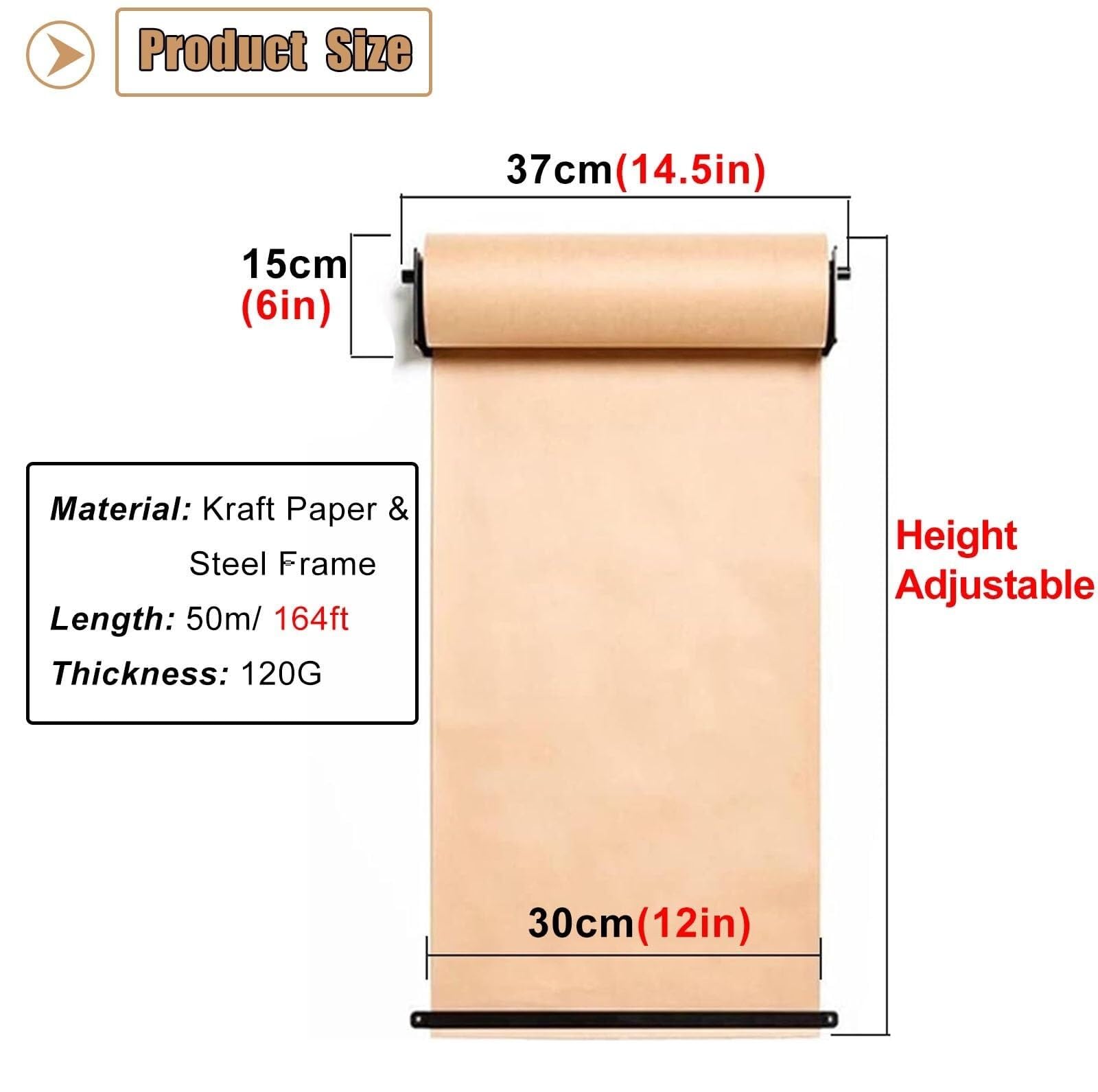 Distributeur de papier kraft 12/24/36/48 pouces, distributeur de rouleau de papiour dessin de bricolage à fixation murale/prise de notes (couleur : une couleur, taille : 90 cm/36 pouces avec