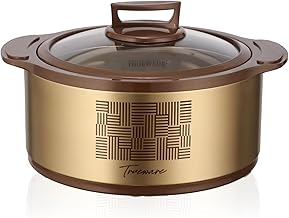 Trueware Cosmic Glass Insulated 1500 ML Stainless Steel Thermoware Casserole with Glass Lid | Hot Pot | Hot Case | Hot Pot for chappati, Stainless Steel