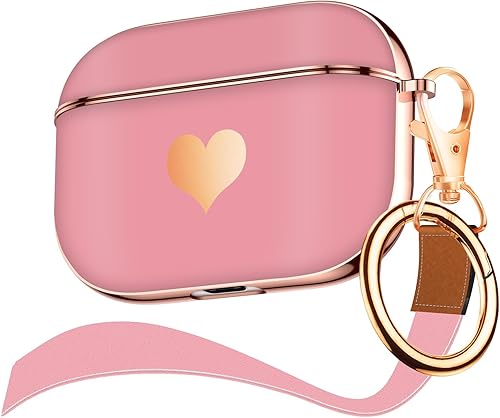 Maxjoy Funda para Airpods Pro, bonito diseño de corazón dorado con cordón, a prueba de golpes, para niñas y mujeres, funda para Airpods Pro, color Maxjoy Funda para Airpods Pro, bonito diseño de corazón dorado con cordón, a prueba de golpes, para niñas y mujeres, funda para Airpods Pro, color