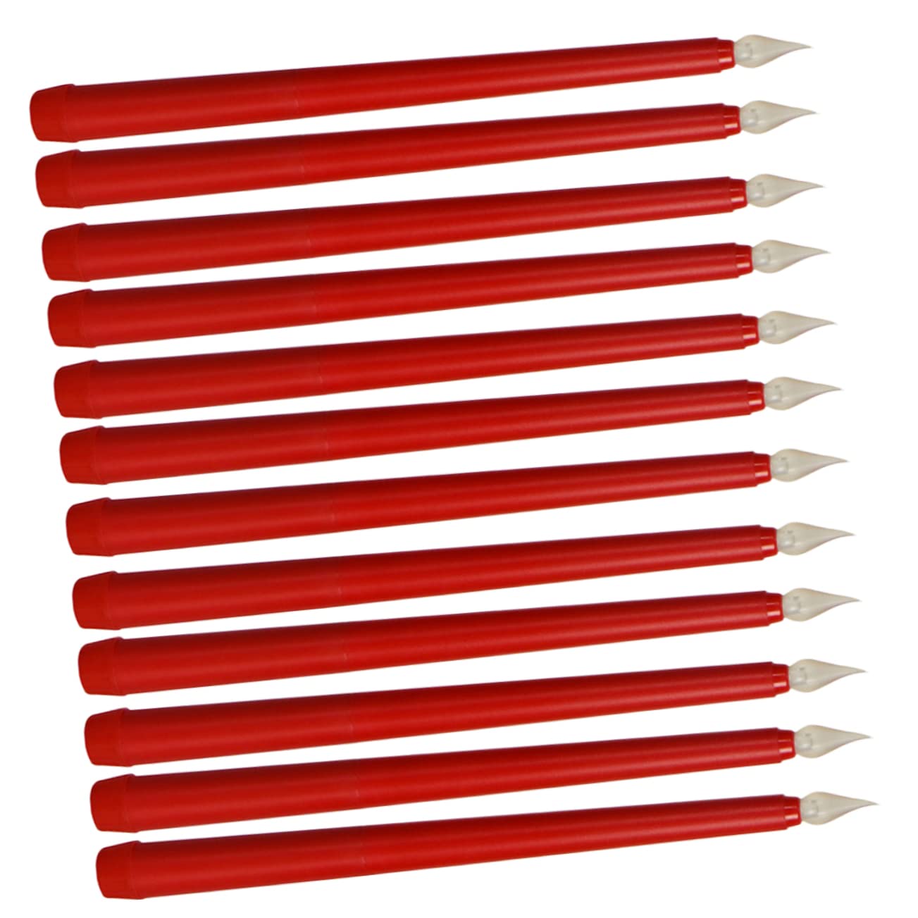 12 Pezzi Candele Elettriche senza Fiamma Rosse Luci LED Batteria per Decorazioni Natalizie Feste e Matrimoni Design Candela Lunga