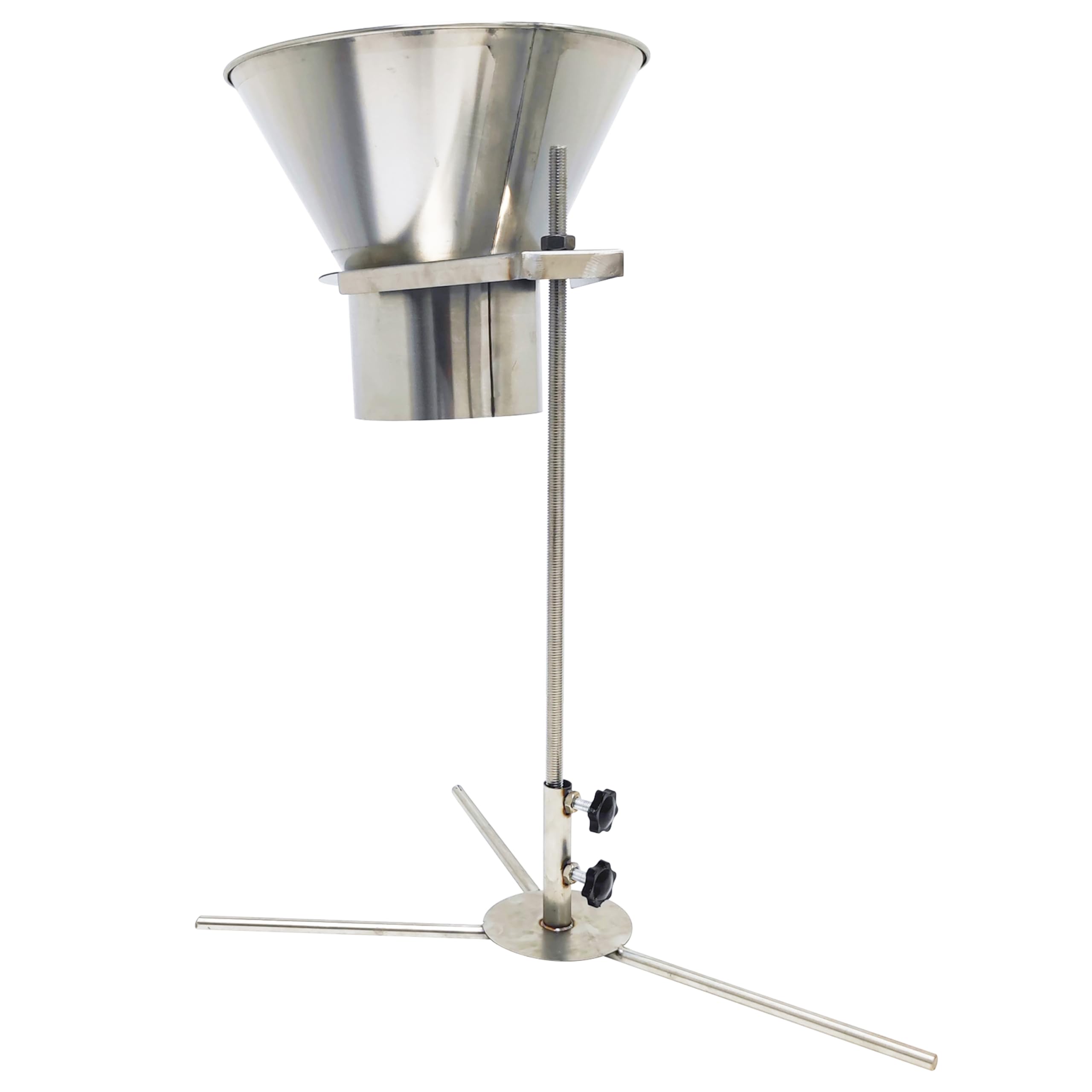 TECHTONGDA Stainless Steel Funnel Food Grade Kitchen Feeding Hopper with Support Stand for Powder, Paste, Liquid, Granule Manual Filling Package Bottom Diameter 5.5Inch(14cm)
