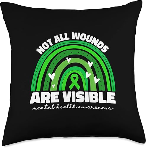 Mental Health Awareness Month Designs Co. Not All Wounds are Visible Mental Health Awareness Advocate Throw Pillow, 18x18, Multicolor Mental Health Awareness Month Designs Co. Not All Wounds are Visible Mental Health Awareness Advocate Throw Pillow, 18x18, Multicolor