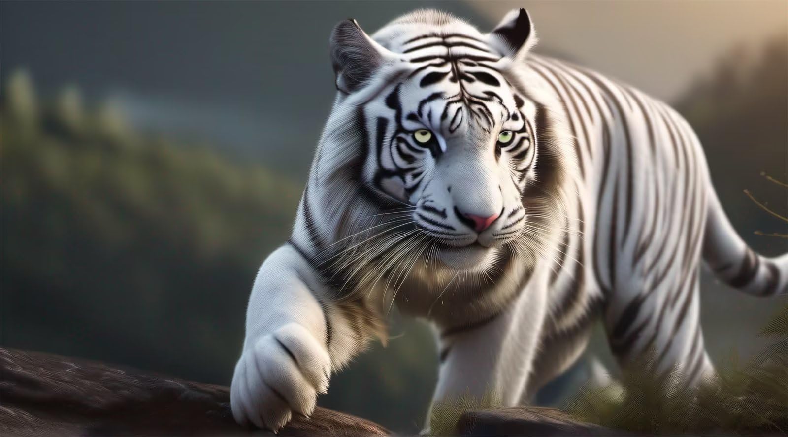 Peinture Diamant Tigre Blanc : Un Kit DIY 5D Idéal pour Décorer Votre Salon