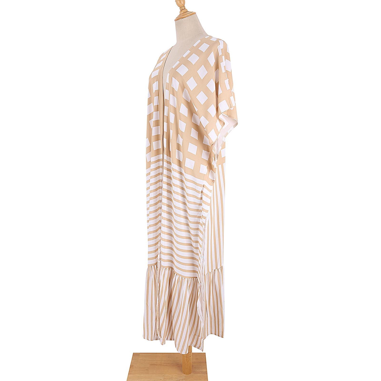 Kimono da donna, stile casual, lungo, stile bohémien, cardigan lungo, caftano, copricostume da bagno da donna, pantaloni/vestito