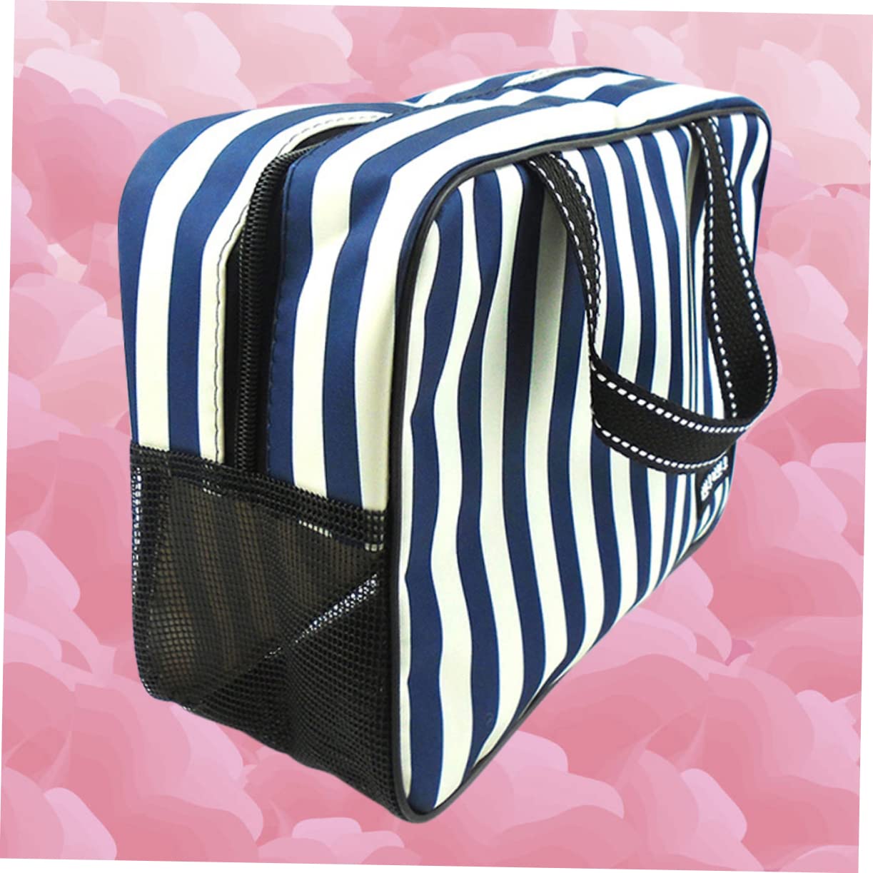 Ipetboom 2pezzi Borsa Da Bagno Strisce Blu e Bianche Capiente e Portatile Per Accessori Da e Viaggi Borsa Multiuso