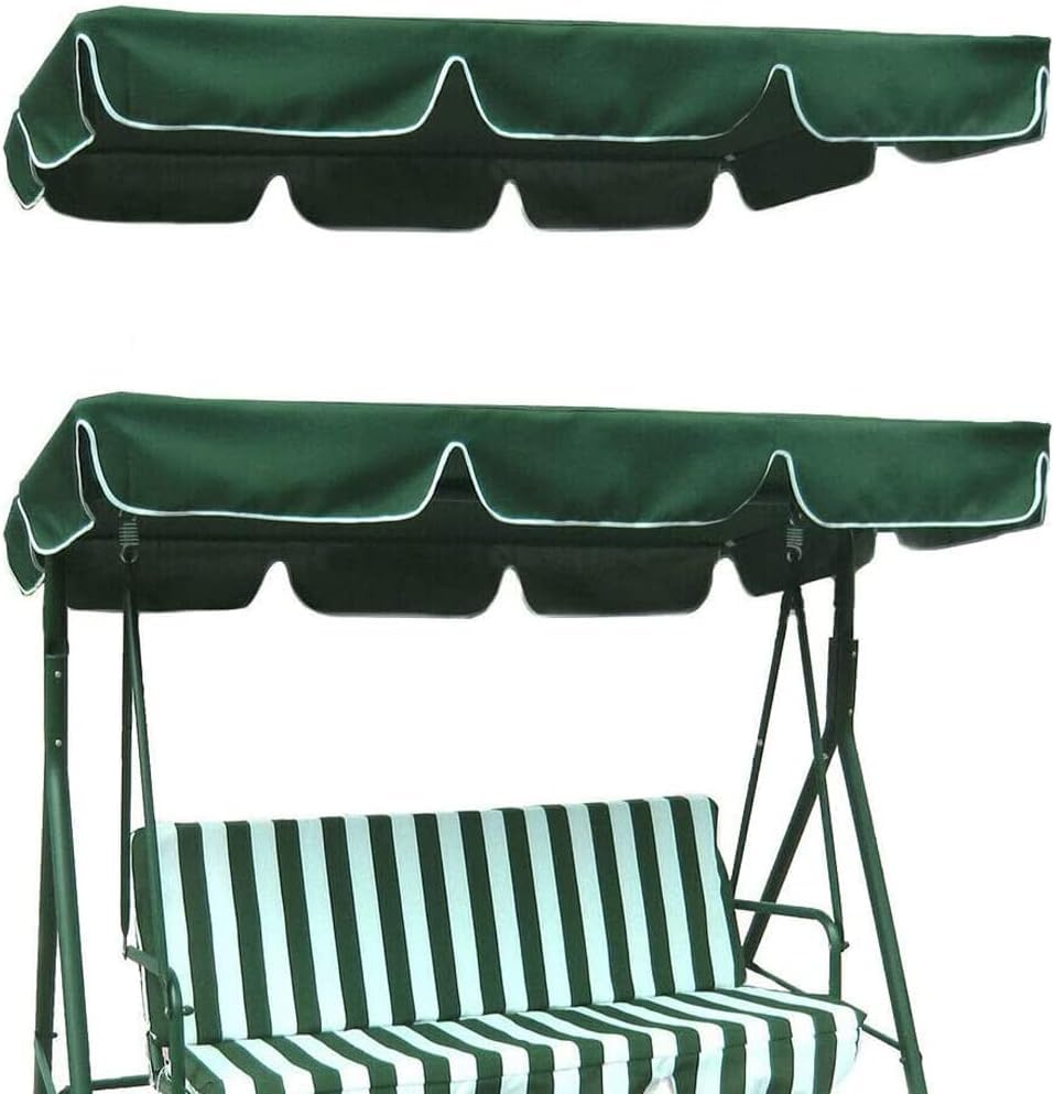 Porch Swing Canopy Replacement 3 Seater Garden Swing Seat Canopy Cover Hammock Sun Shade Cover Swings Canopy Cover For Patio Garden Poolside Backyard Enjoy Your Garden (Green,195*125*15cm)