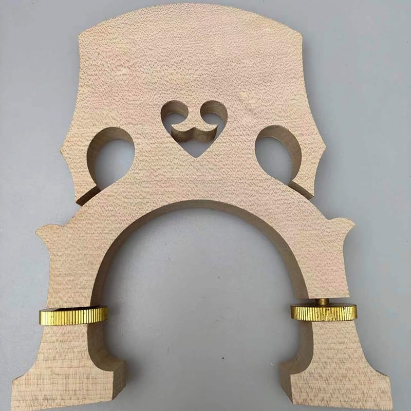 Adjustable Double Bass Bridge with Brass Height Adjuster Screws, Maple Wood Upright Bass Bridge Replacement for 1/2 3/4 4/4 Size Instruments, Professional Acoustic Tone Upgrade Parts - Image 1 of 4