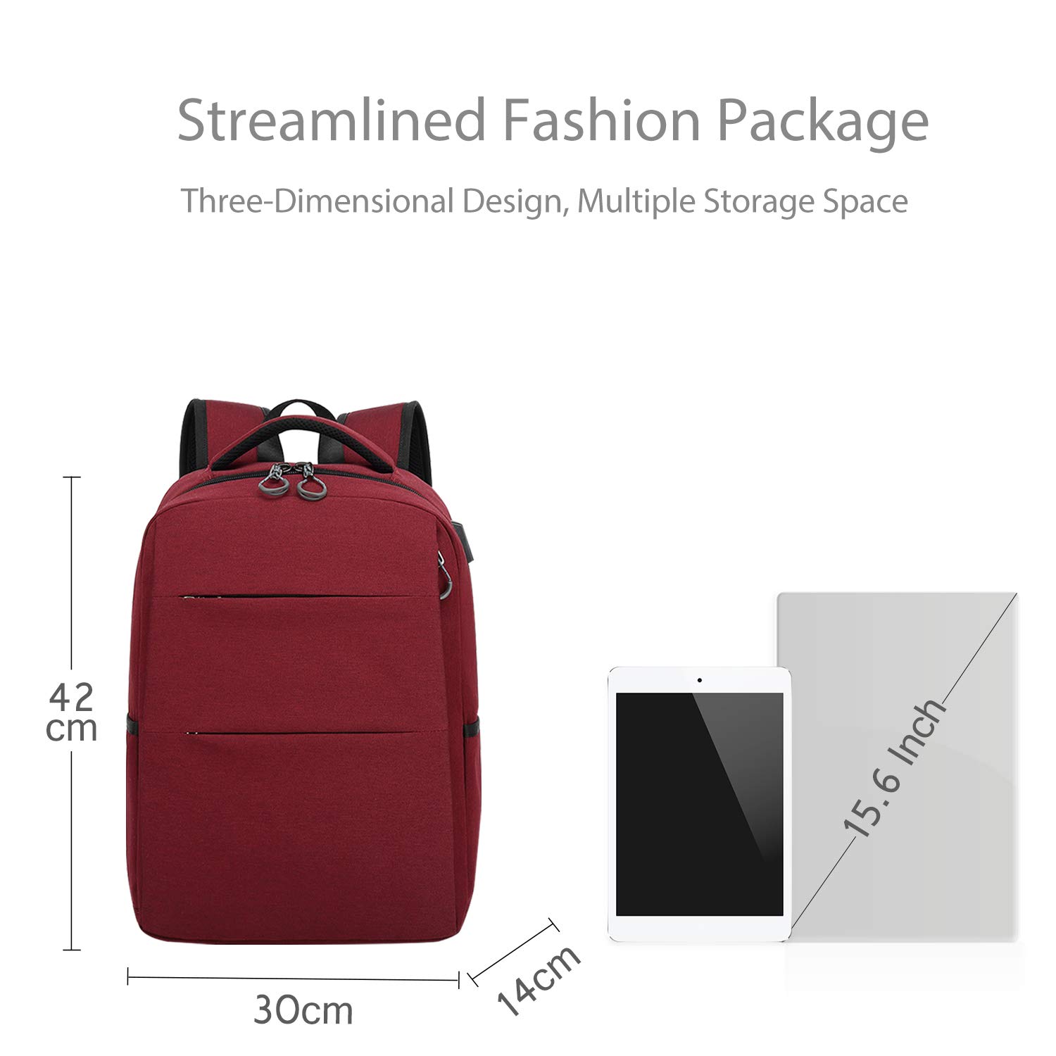 FANDARE Zaino 15.6 inch Per Computer Portatile con Porta USB Uomo/Donna Zainetto Outdoor Viaggio Camping Multifunzione Rucksack Impermeabile Poliestere