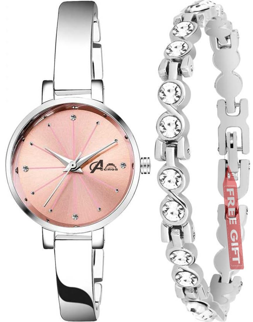 Acnos Stainless Steel Premium Brand - Analogue Women Watch For Women With Diamond Bracelete For Girls Or Women (Pink Dial Silver Colored Strap) Pack Of 2 Valentine Spacial, Silver Band (B09RQW6ZP2) Amazon Price History, Amazon Price Tracker