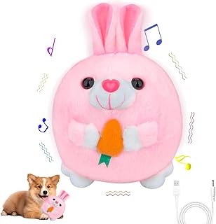 Vibbang Interaktives Hundespielzeug, Hase Bewegendes Hundespielzeug Ball Elektrisch, Interaktiver Spielball für Hunde, Aktive Bewegliche Haustier Plschspielzeug mit Klang Hüpferei für Hunde Katzen Cat product image