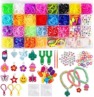 Loom Bands Kit 1500+ Colorful Rubber Bands in 24 Colors, Twist Bands, Charms, Beads, Hooks, S Clip for DIY Bracelet Making Handmade Bracelets Friendship Bracelet Kit