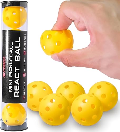 PIKKOFUN React Mini Pickleball Balls - 5 Pack Quiet Training Balls for Improve Hand Speed, Paddle Control and Accuracy