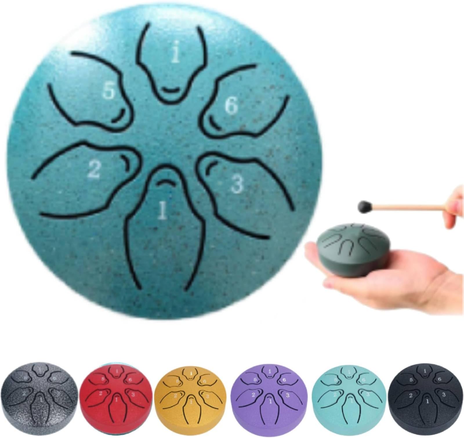 Steel Tongue Rain Drum for Outside Garden - Handpan Musical Percussion Instrument With 6 Notes Chime (green)