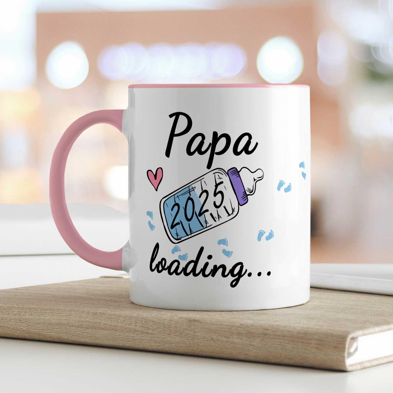 Tazza Personalizzata "Baby Loading" Rosa Con Biberon - Regalo Per Baby Shower O Annuncio Gravidanza Con Numero Anni