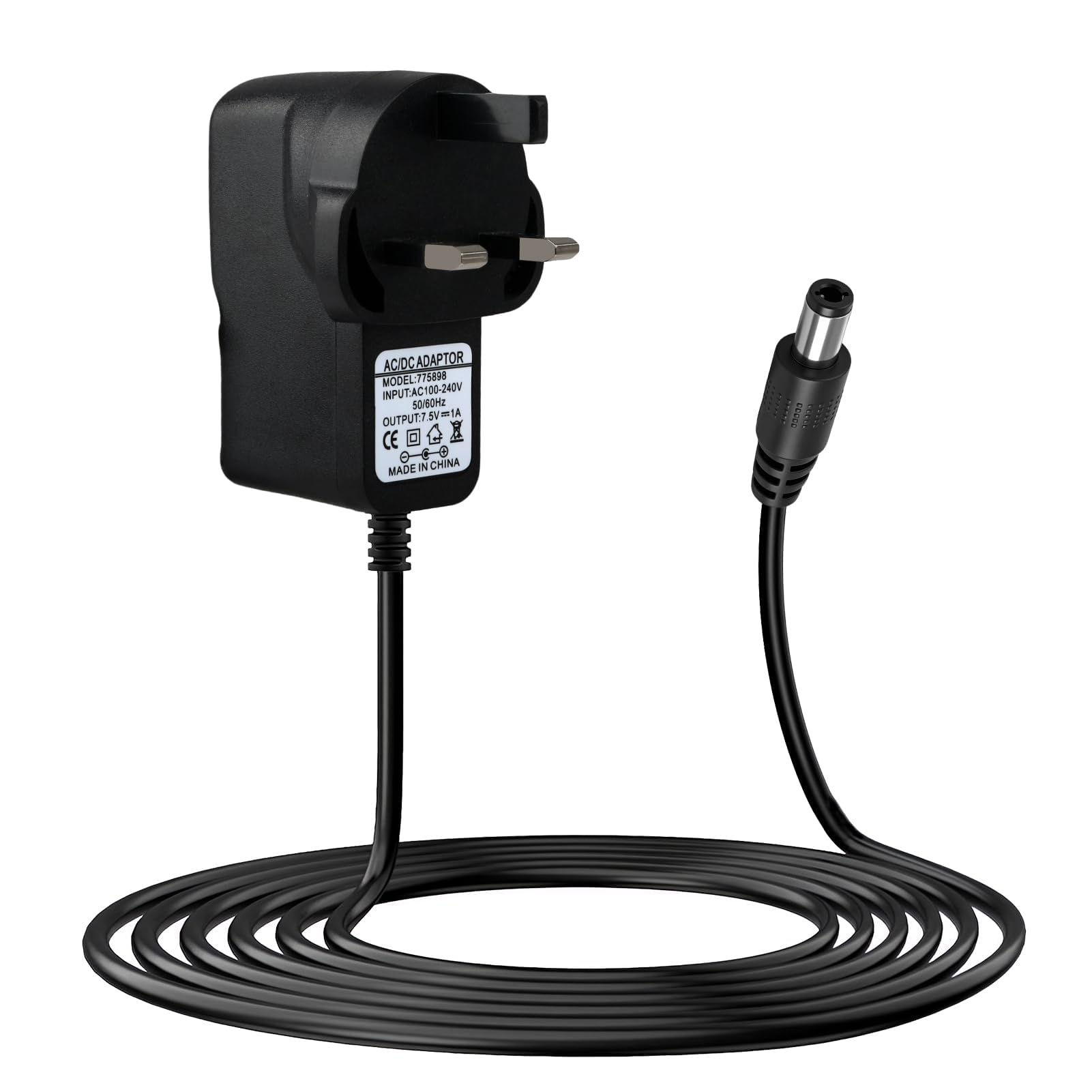 7.5V Radio Mains Adaptor for Roberts Elise, DC 1A Replacement Power Supply Charger for Roberts Elise DAB/FM/RDS Play20 for Gemini45/59 Revival iStream2 Digital Radio with 1M/3.3ft Cable and UK Plug