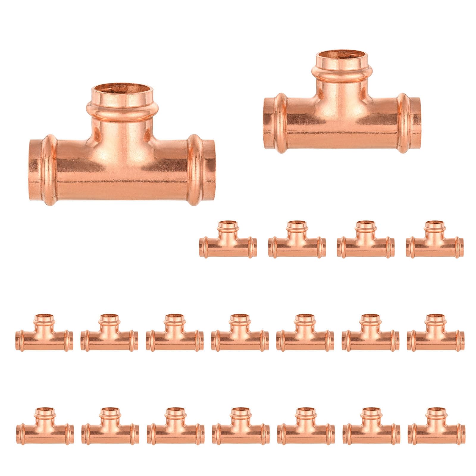 Paquete de 20 Conectores en T de Cobre GUOFIS, Conector de derivación en T de Tres vías de 1-1/2 Pulgadas P x P x para líneas de distribución de Agua.