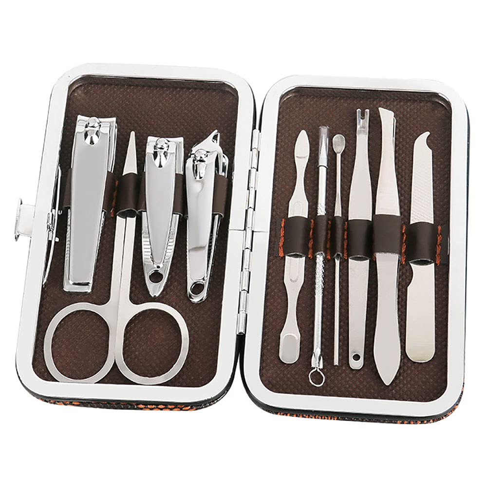 Kit pédicure outils en acier inoxydable : coffret de toilettage durable 10 pièces