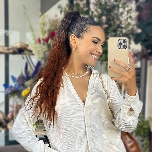 Miniatura 3 de Extensión de cola de caballo con clip de onda de maíz, 22 pulgadas de largo, ondulado, rizado, envolvente, resistente al calor, sintético, postizo