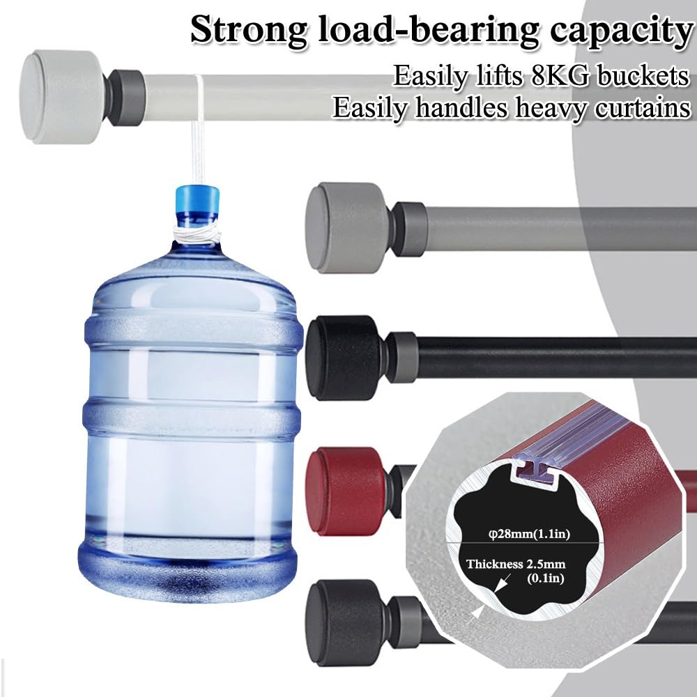 Generisch Vorhang Gardinenstange Belastbare Vorhangstangen-Set 1-läufig Vorhangstangen 100-300cm Aluminium-Legierung Vorhangschiene(Schwarz,1.7m)