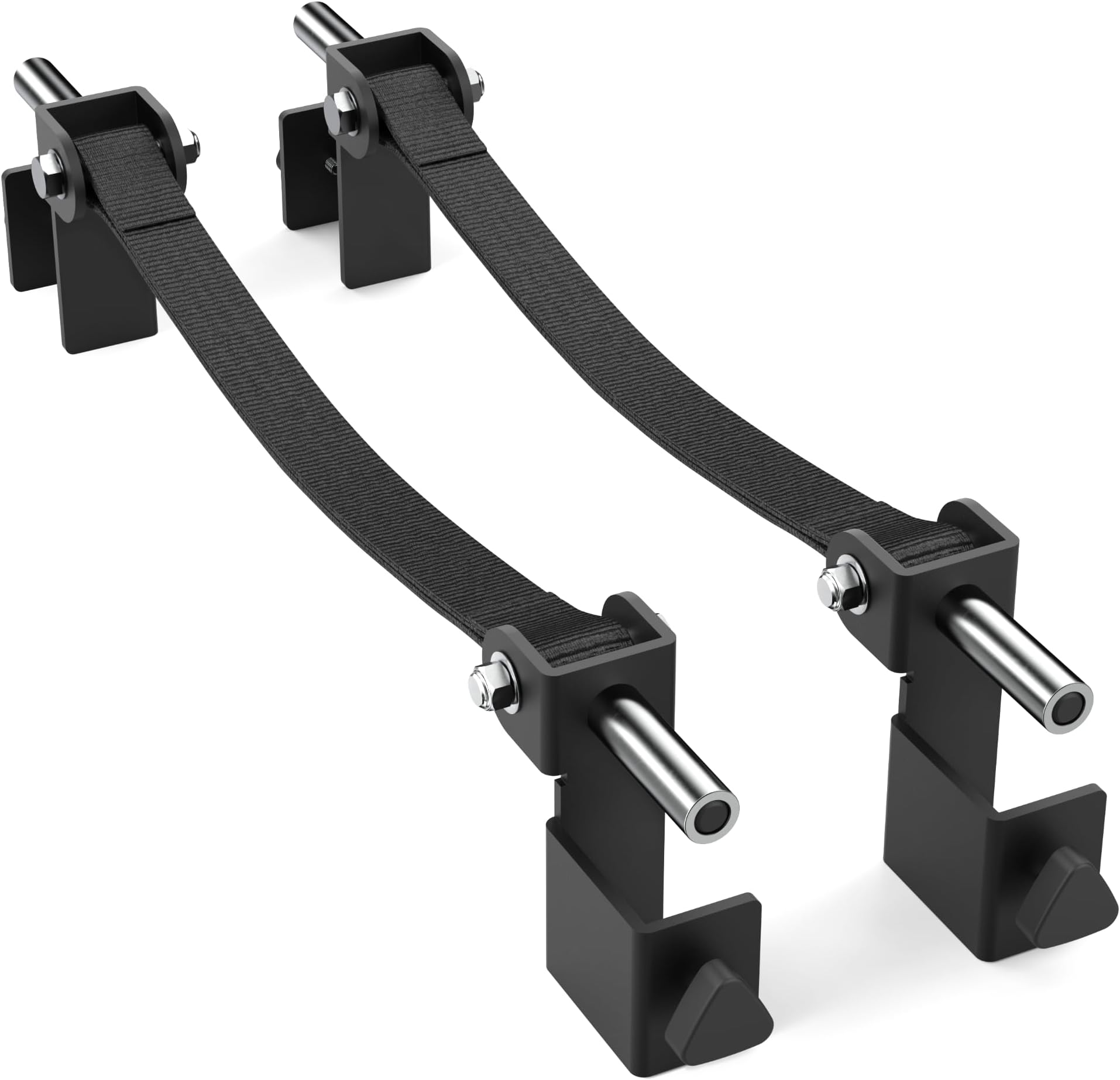 Synergee Safety Straps for Power Racks – Barbell Catch Straps with Quick-Mount Brackets & 5/8"-1" Hole Converters – 750 lb Capacity – Fits 2x2, 2x3 & 3x3 Racks