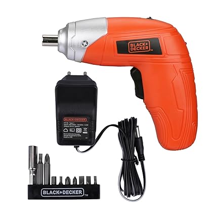 BLACK+DECKER KC3610 3.6V NiCd Cordless Screw Driver Kit (Orange, 10- Accessories included)