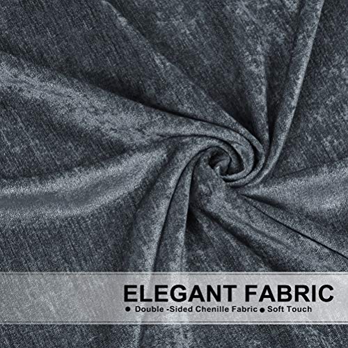 Elkca Grey Chenille Window Curtains Valance For Living Room Curtain Waterfall Valance For Bedroom (W79 Inch, 1 Panel) #TOP3