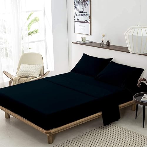 Miniatura 9 de Juego de sábanas de microfibra cepillada de 4 piezas de 1800 hilos, juego de sábanas de tamaño Queen, sábana bajera de bolsillo profundo de 15