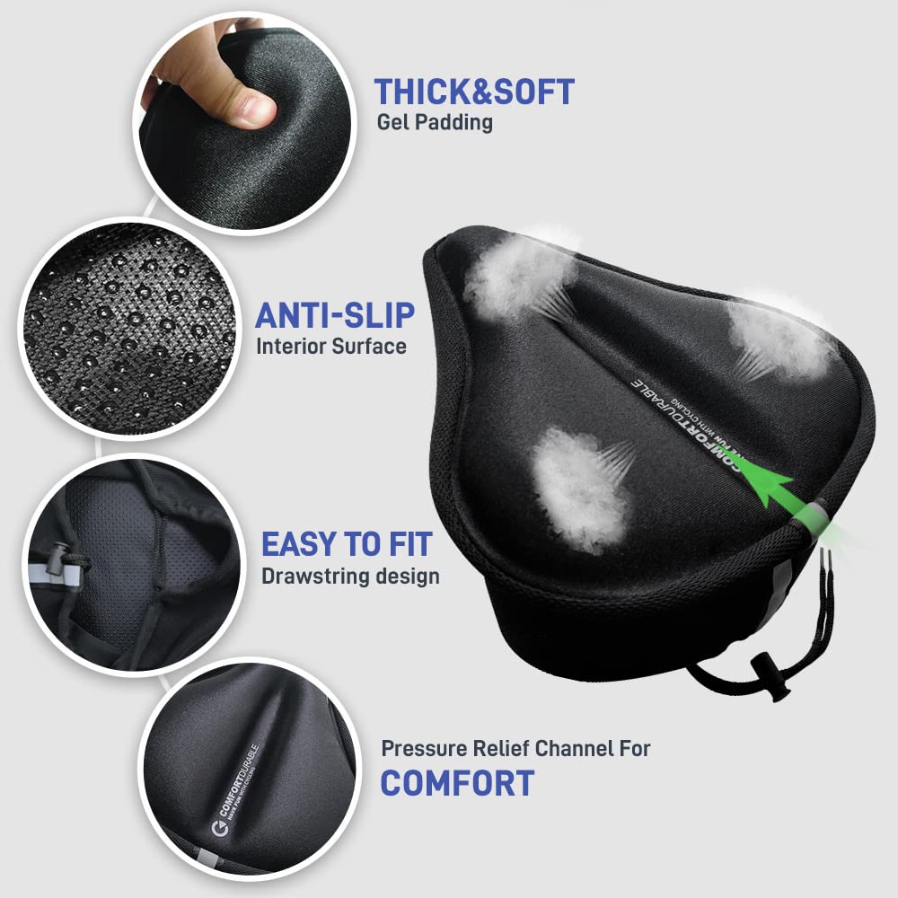 Housse de selle de vélo confort - Coussin en gel noir – Pro Sport Lights