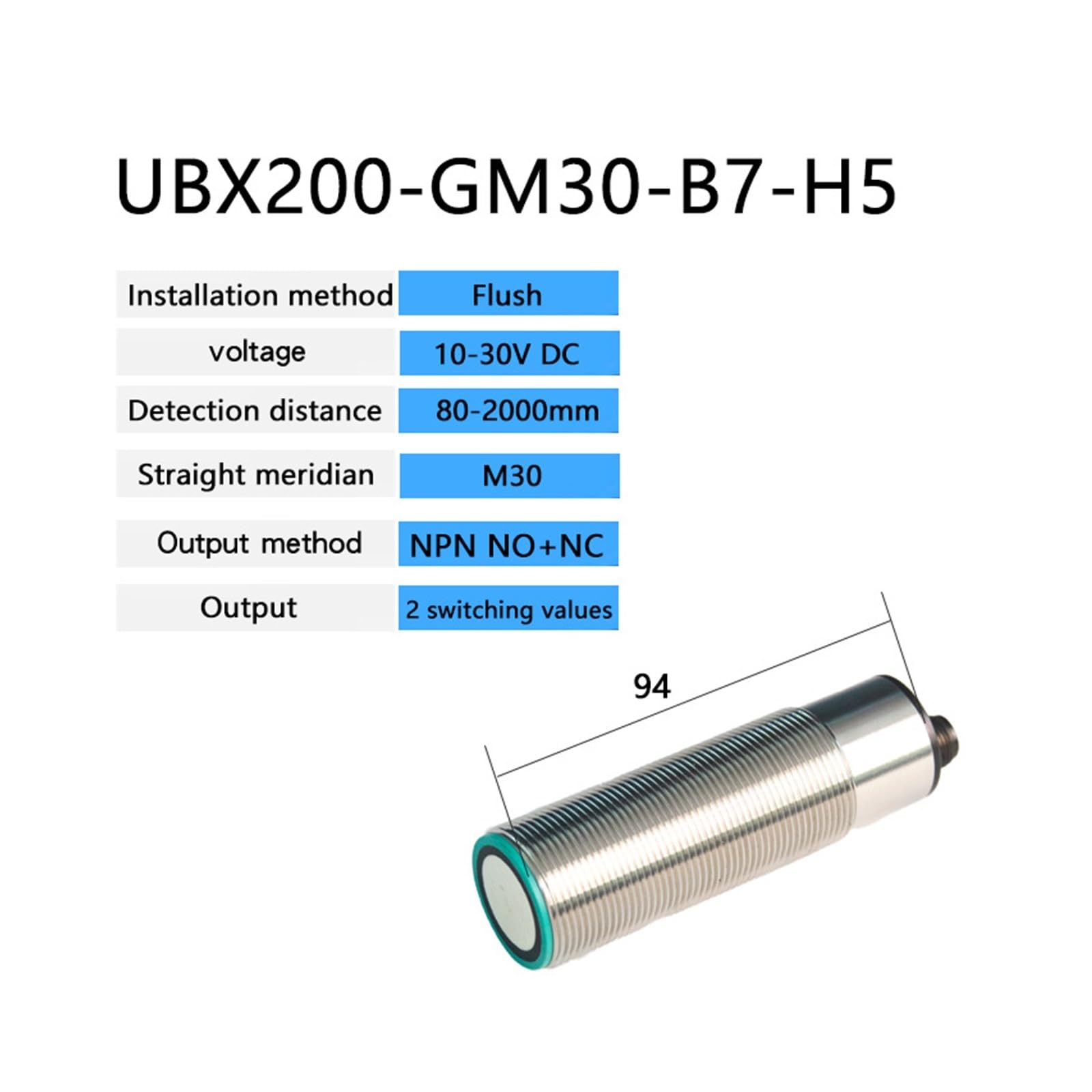 Sensor de proximidad ultrasónico 50-2000 mm 24 V CC NPN PNP Analógico 0 a 10 V 4 a 20 mA Sensor de Nivel ultrasónico(Dark Khaki)
