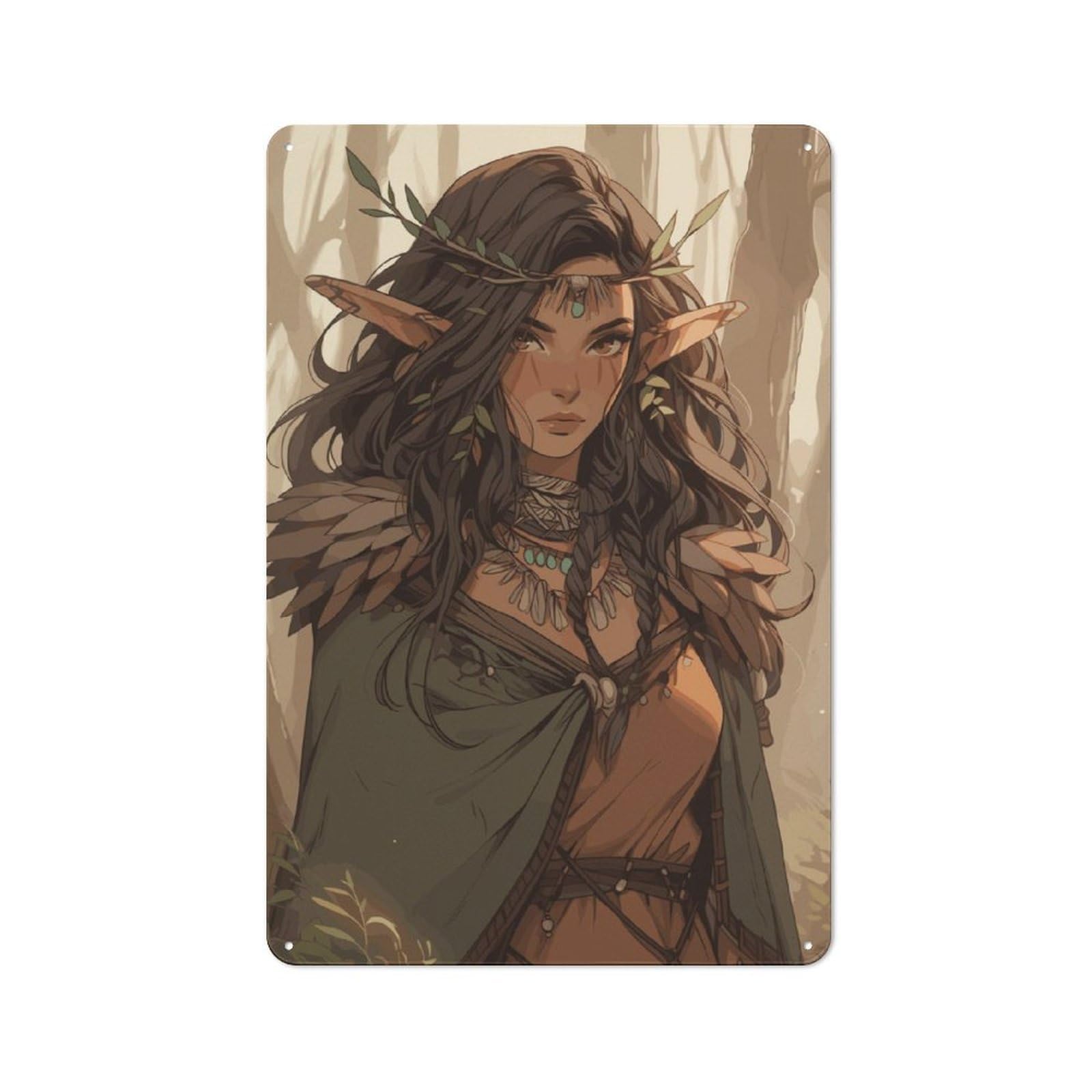 Junmoney Epic Elf Druid Vintage Metal Sign 30X20cm For Man Cave Or Games Room, For Kitchen, Dining Room And Home Bar Wall Decor
