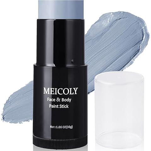 MEICOLY Grey Face Body Paint Stick(1.06 Oz),Sweatproof Waterproof Full Body Paint ,Blendable Face Paint for Halloween SFX Zombie Homestuck Grayscale Cosplay Makeup