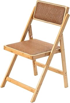 JSWHYBD Wooden Folding Chair Folding Dining Chair with Backrest No Assembly Required Rattan Seat Space-Saving Suitable for Dining Rooms Living Rooms Backyards and CampingOriginal Colour