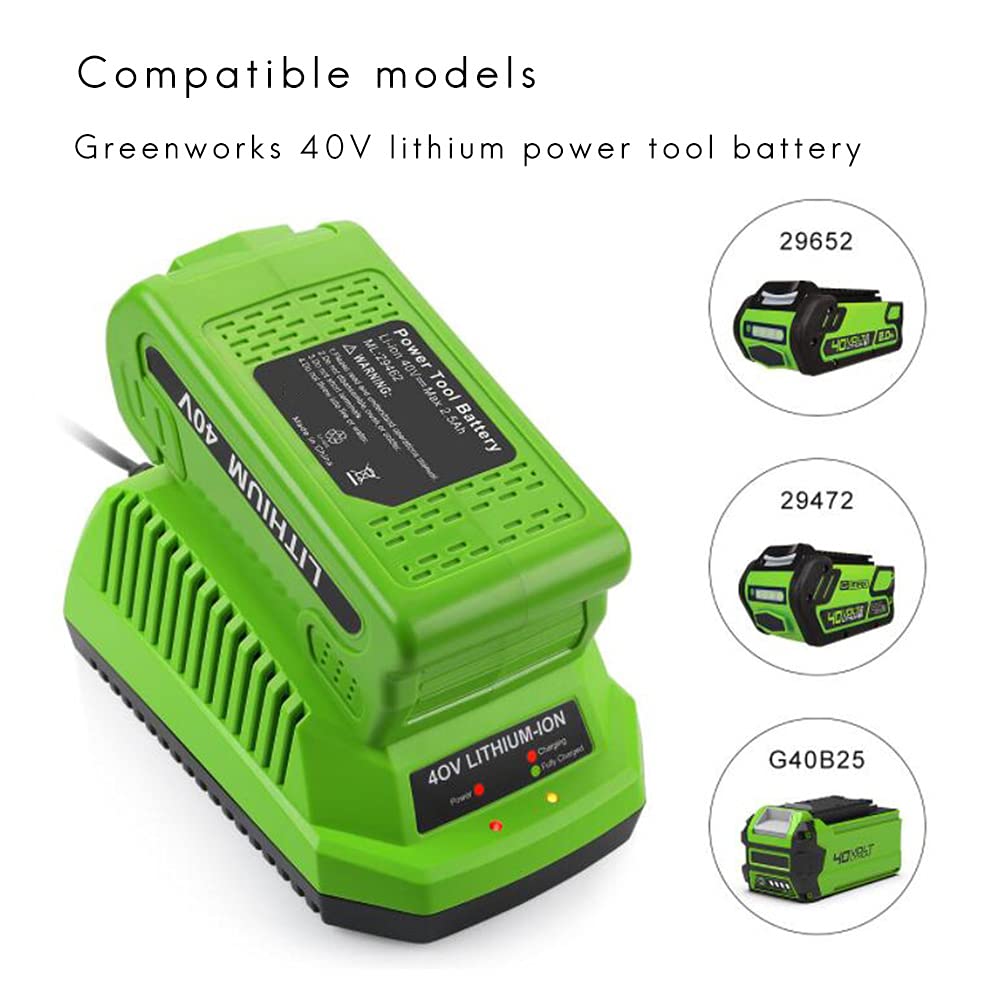 Caricabatterie al litio 40V per GreenWorks 29482 G-MAX 40V Batteria Li-Ion 29472 29482 29652 G40825 Presa Europea