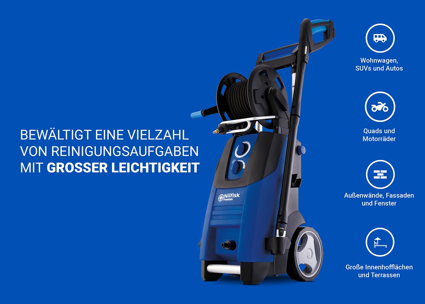Nilfisk Premium 180 Bar Hochdruckreiniger - Pressure Washer Für Terrassen, Werkstätten und Autos (2900 W)