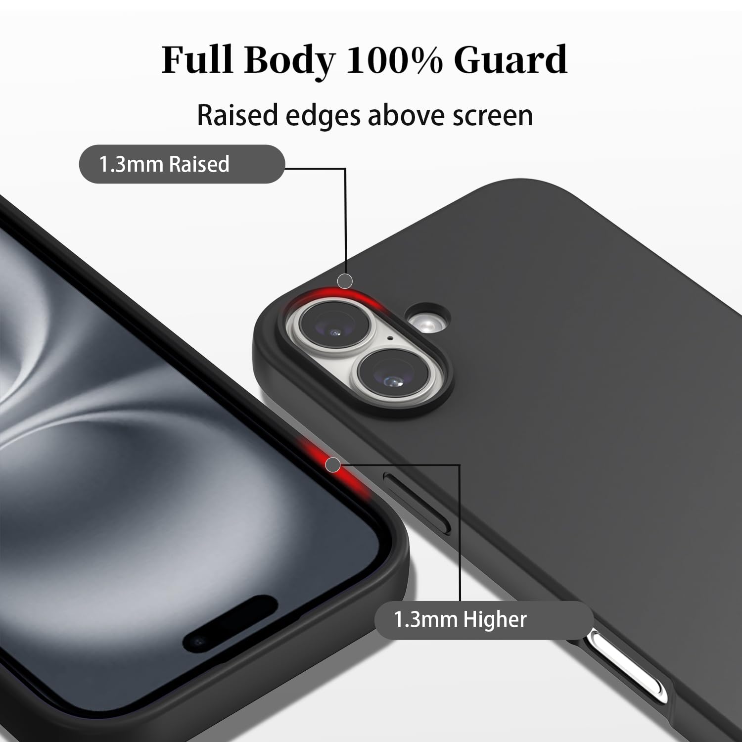 AOMYKE Cover per iPhone 16 con Cordino, Custodia con Laccio Collana Tracolla Collo Liquido Silicone Antiurto TPU Antiurto AntiGraffio Case - Nero