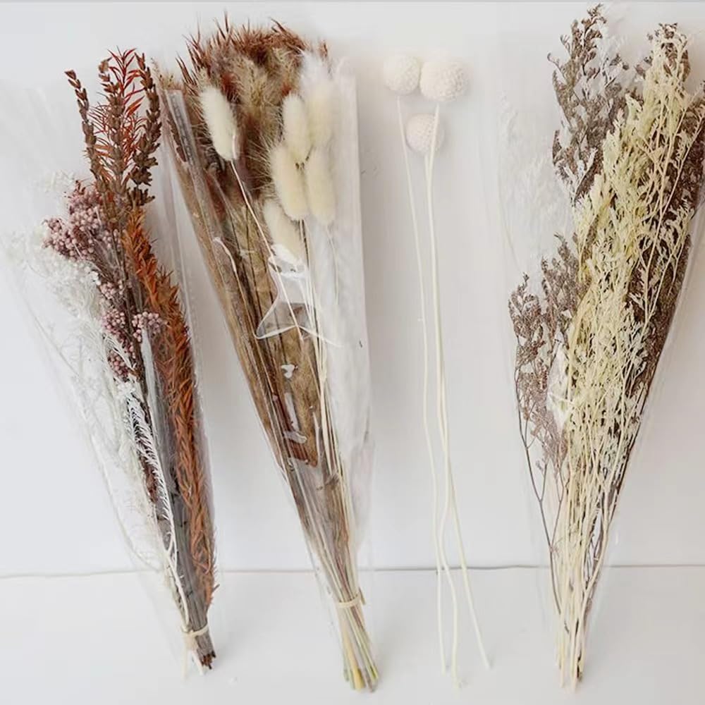 Natural Dried Pampas Grass Bouquet,20 " Natural Dried Flower Bouquet,Brown Pampas Grass Decoration, Bohemian Style Family Wedding Country Farmhouse Decorated with Dried Flowers